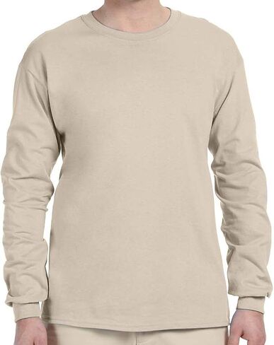 Gildan Ultra Cotton Adult Long Sleeve T-Shirt - Sand Color, Large in Saudi Arabia