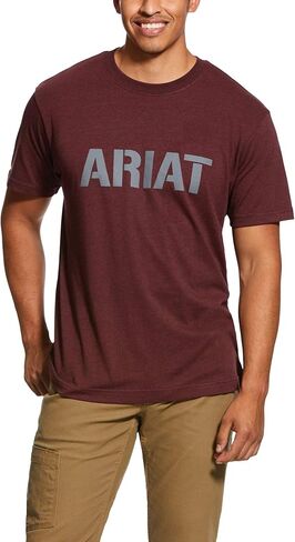 ARIAT Men's MNS Rebar Ctstr Bloc Lgo Ss T-sh BRG HTH in Saudi Arabia
