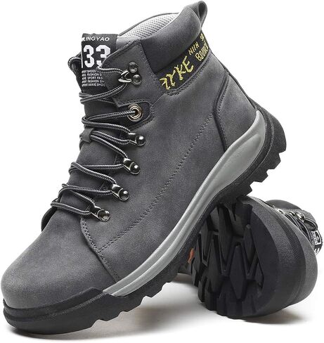 Mens Snow Boots Hiker Hiking Boot Leather Waterproof Warm Fur Lined Lace Up Anti-Slip Ankle Sneakers High Top Winter Casual Outdoor Travel Shoes in Kuwait