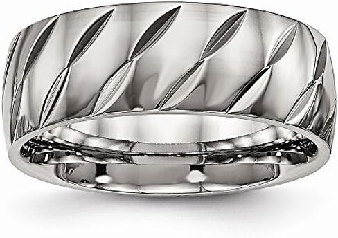 Solid Titanium Men's Diamond-Cut Wedding Band Ring in Saudi Arabia