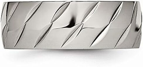 Solid Titanium Men's Diamond-Cut Wedding Band Ring in Saudi Arabia