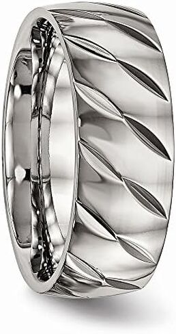 Solid Titanium Men's Diamond-Cut Wedding Band Ring in Saudi Arabia
