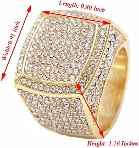 ساعة Bling-ed Out دائرية فاخرة للرجال مع سوار Bling-ed Out الكوبي وخاتم Iced King - L0504 BR مجموعة من 3 قطع in Kuwait