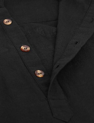 قميص رجالي من القطن والكتان هينلي بأكمام طويلة in Kuwait