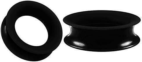 BIG GAUGES Pair of Black Silicone Double Flared Saddle Piercing Jewelry Stretcher Ear Earring Lobe Flesh Tunnel Plugs in Saudi Arabia