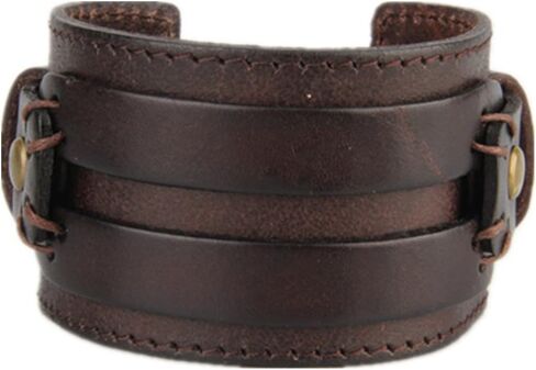 COOLLA Wide Braided Genuine Leather Mens Bracelet Bangle Cuff in Kuwait