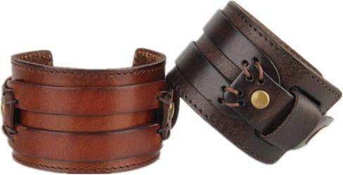 COOLLA Wide Braided Genuine Leather Mens Bracelet Bangle Cuff in Kuwait