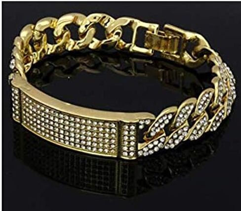 Charles Raymond Mens Womens CZ Miami Cuban Link Hip Hop Iced Out Bracelet with Bling Blling Rhinestones - BB001 in Kuwait