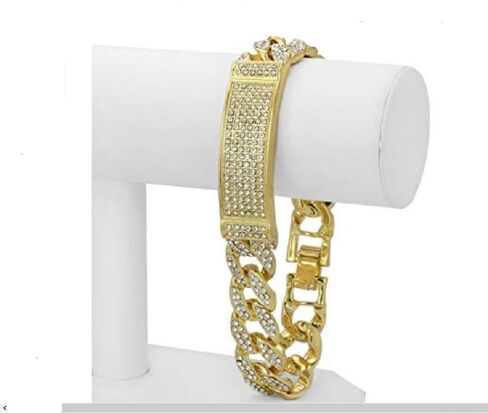 Charles Raymond Mens Womens CZ Miami Cuban Link Hip Hop Iced Out Bracelet with Bling Blling Rhinestones - BB001 in Kuwait