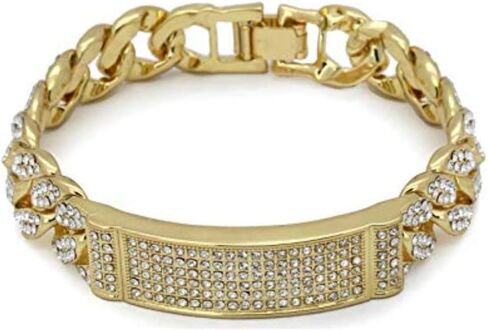 Charles Raymond Mens Womens CZ Miami Cuban Link Hip Hop Iced Out Bracelet with Bling Blling Rhinestones - BB001 in Kuwait