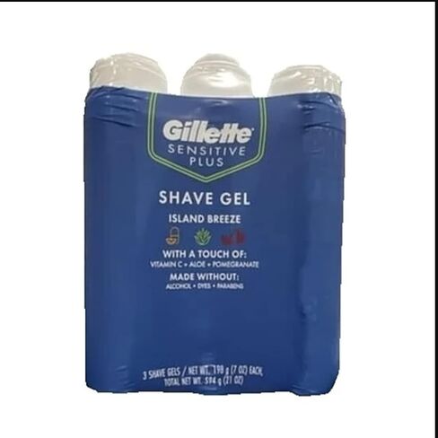Gillette Sensitive Plus Island Breeze Alcohol Free Dye Free Parabens Free With Aloe & Vitamin C ( 3 Pack) in Saudi Arabia