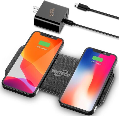 شاحن لاسلكي مزدوج مع 5 ملفات شحن، ومحول شاحن حائط GaN بقدرة 65 وات، متوافق مع iPhone وAirPods Pro in Saudi Arabia