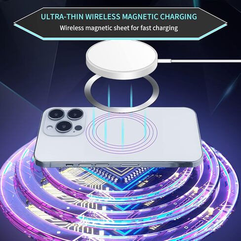 12 Pieces Magnetic Wireless Car Charger Metal Rings Sticker Compatible with Magsafe Wireless Charger Metal Plate Ring Universal Metal Rings Metal Adapter Ring, Black and Silver in Saudi Arabia
