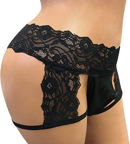 Pants Thong Pouch Bikini Hollow Briefs Underwear Mens Sissy Lace Out Enhance Rhinestone Lingerie Set for (Black, L) in Saudi Arabia