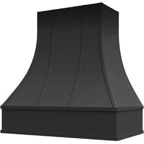 Riley & Higgs Curved Front Black Range Hood Cover Strapped With Block Molding - Wall Mounted Wood Range Hood Covers, Plywood and Maple | 36 Inches Wide x 48 Inches High in Saudi Arabia