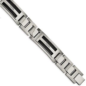 Sonia Jewels Stainless Steel/Matte Black IP-Plated 0.05ct tw. Diamond Bracelet 8.75" in Kuwait