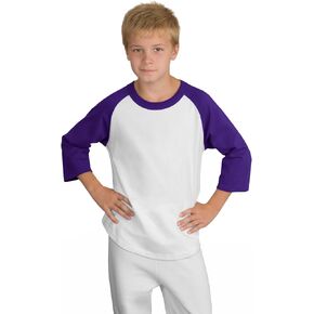 SPORT-TEK Youth Colorblock Raglan Jersey | 3/4 Sleeve Sporty T-Shirt for Boys & Girls, Relaxed Fit Cotton Tee for Kids in Saudi Arabia