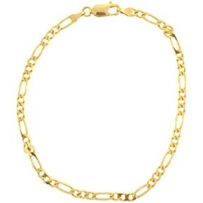 Jewelry Empire 10K Yellow Gold Hollow Figaro Link Bracelet and Anklet for Men and Women 4mm in Kuwait