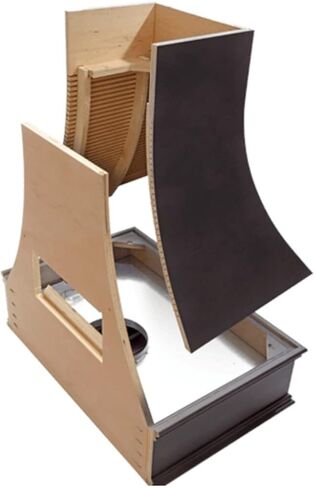 Riley & Higgs Curved Front Black Range Hood Cover Strapped With Block Molding - Wall Mounted Wood Range Hood Covers, Plywood and Maple | 36 Inches Wide x 48 Inches High in Saudi Arabia