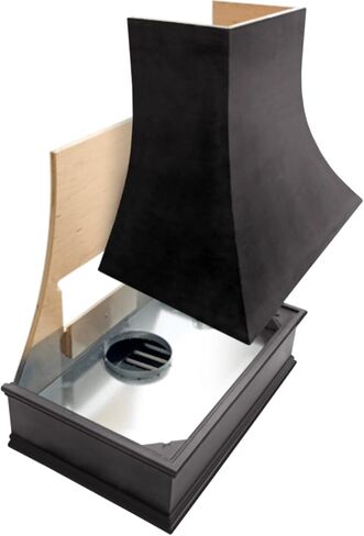 Riley & Higgs Curved Front Black Range Hood Cover Strapped With Block Molding - Wall Mounted Wood Range Hood Covers, Plywood and Maple | 36 Inches Wide x 48 Inches High in Saudi Arabia