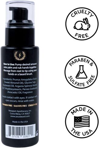 ZEUS Refined Beard Oil, Long Lasting, Thick & Fast Absorbing Oil, Leave In Beard Conditioner – MADE IN USA (Verbena Lime) 2 oz. in Saudi Arabia