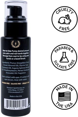 ZEUS Refined Beard Oil, Long Lasting, Thick & Fast Absorbing Oil, Leave In Beard Conditioner – MADE IN USA (Verbena Lime) 2 oz. in Saudi Arabia