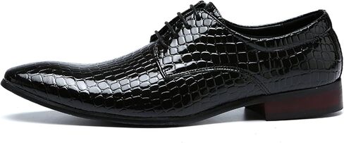 Oxford Dress Shoes Men Pointed-Toe Italy Alligator Patent Leather Lace-up Wedding Formal Derby Shoes in Saudi Arabia