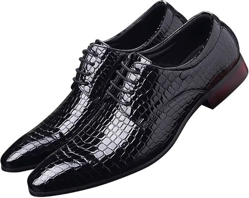 Oxford Dress Shoes Men Pointed-Toe Italy Alligator Patent Leather Lace-up Wedding Formal Derby Shoes in Saudi Arabia