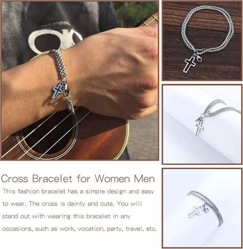 First Communion Gifts for Boys Cross Bracelet for Women Men Chain Bracelet for Men Adjustable Link Bracelet in Saudi Arabia