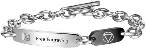 Stainless Steel Sobriety Bracelets, Inspirational Mantra Engarved One Day at a Time Chain Bracelet, Personalized AA AF Alchohol Addiction Recovery Bracelet Jewelry Gift for Men Women, Customizable in Saudi Arabia