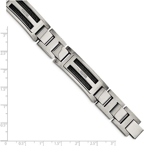 Sonia Jewels Stainless Steel/Matte Black IP-Plated 0.05ct tw. Diamond Bracelet 8.75" in Kuwait