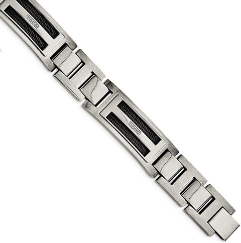 Sonia Jewels Stainless Steel/Matte Black IP-Plated 0.05ct tw. Diamond Bracelet 8.75" in Kuwait
