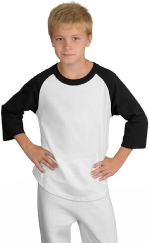 SPORT-TEK Youth Colorblock Raglan Jersey | 3/4 Sleeve Sporty T-Shirt for Boys & Girls, Relaxed Fit Cotton Tee for Kids in Saudi Arabia