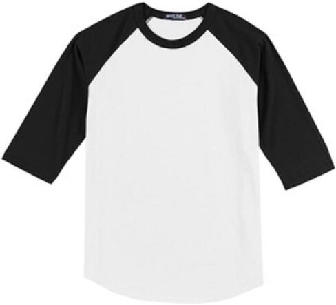 SPORT-TEK Youth Colorblock Raglan Jersey | 3/4 Sleeve Sporty T-Shirt for Boys & Girls, Relaxed Fit Cotton Tee for Kids in Saudi Arabia