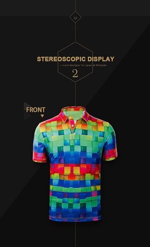 HUGS IDEA Men's Regular-Fit Quick-Dry Golf Polo Shirt Art Floral Pattern Short Sleeve in Saudi Arabia