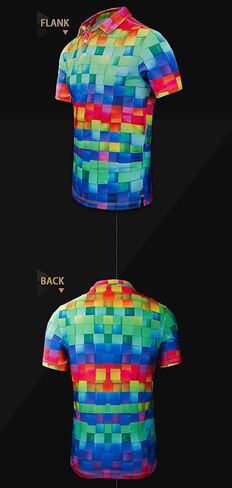 HUGS IDEA Men's Regular-Fit Quick-Dry Golf Polo Shirt Art Floral Pattern Short Sleeve in Saudi Arabia