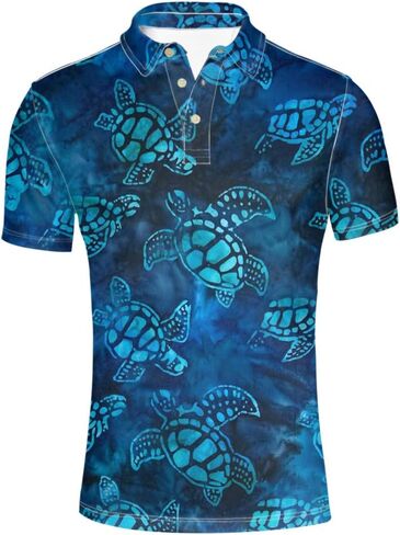 HUGS IDEA Men's Regular-Fit Quick-Dry Golf Polo Shirt Art Floral Pattern Short Sleeve in Saudi Arabia