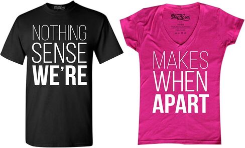 shop4ever® Nothing Makes Sense When We're Apart Couples Matching T-Shirt and V-Neck in Kuwait