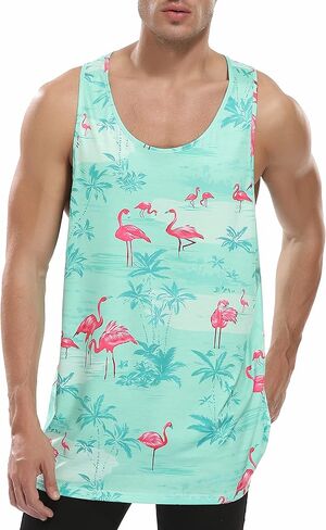 Men Floral Summer Tank Tops Hawaii Casual Tops Loose Fit Novelty Sleeveless T-Shirts in Saudi Arabia