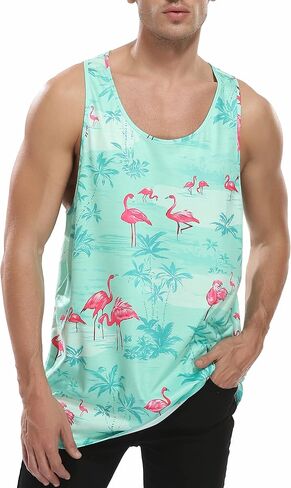Men Floral Summer Tank Tops Hawaii Casual Tops Loose Fit Novelty Sleeveless T-Shirts in Saudi Arabia