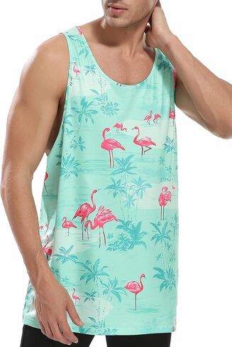 Men Floral Summer Tank Tops Hawaii Casual Tops Loose Fit Novelty Sleeveless T-Shirts in Saudi Arabia