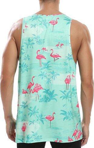 Men Floral Summer Tank Tops Hawaii Casual Tops Loose Fit Novelty Sleeveless T-Shirts in Saudi Arabia