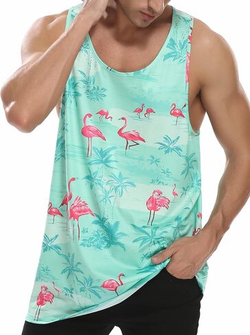 Men Floral Summer Tank Tops Hawaii Casual Tops Loose Fit Novelty Sleeveless T-Shirts in Saudi Arabia