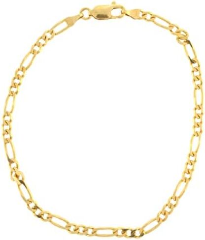 Jewelry Empire 10K Yellow Gold Hollow Figaro Link Bracelet and Anklet for Men and Women 4mm in Saudi Arabia
