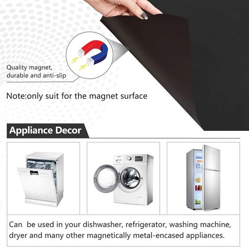Black Dishwasher Magnet Cover Washing Machine Cover Decal Refrigerator Magnetic Stickers Kitchen Indicator Magnetic Plate Wallpaper 23x26in in Kuwait