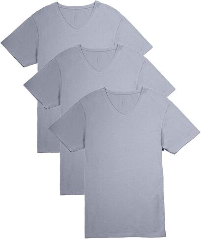 Fishers Finery Men's Classic V-Neck Comfort Soft Keep Tucked Undershirt - Breathable Cotton Modal Blend T-Shirt in Kuwait