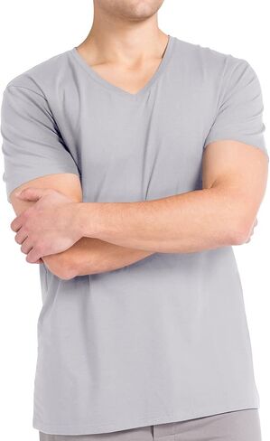 Fishers Finery Men's Classic V-Neck Comfort Soft Keep Tucked Undershirt - Breathable Cotton Modal Blend T-Shirt in Kuwait