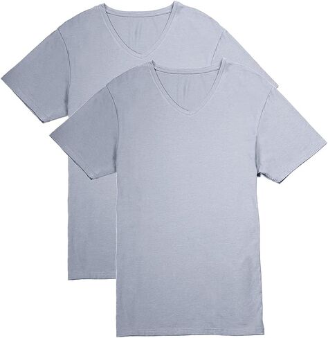 Fishers Finery Men's Classic V-Neck Comfort Soft Keep Tucked Undershirt - Breathable Cotton Modal Blend T-Shirt in Kuwait