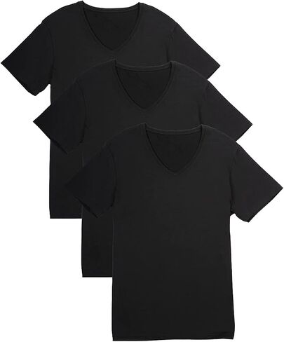 Fishers Finery Men's Classic V-Neck Comfort Soft Keep Tucked Undershirt - Breathable Cotton Modal Blend T-Shirt in Kuwait