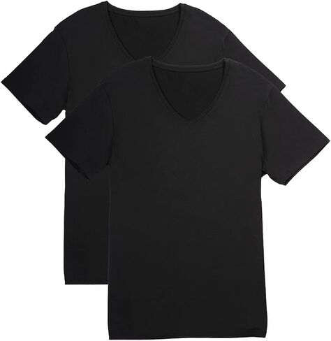 Fishers Finery Men's Classic V-Neck Comfort Soft Keep Tucked Undershirt - Breathable Cotton Modal Blend T-Shirt in Kuwait